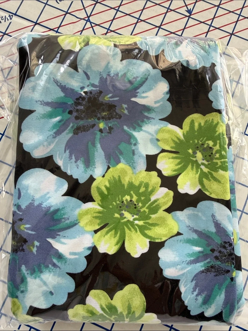 Vintage 1990s Floral Fabric 3 Yards 54” Drapey Blue Green Black Dress Fabric